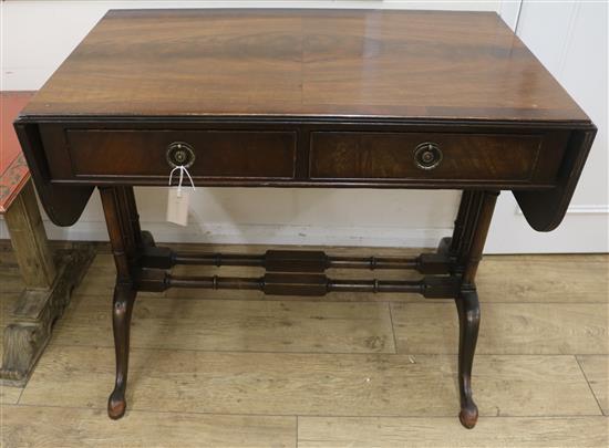 A reproduction mahogany sofa table, W.93cm